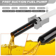 BestCosy transfer pump delivers 2.4 GPM for fast liquid transfers.