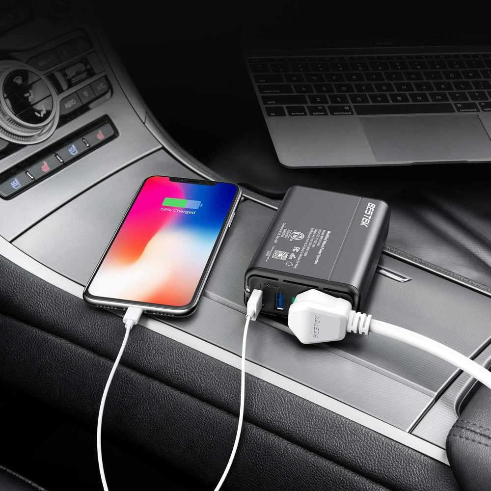 Bestek 150W inverter USB ports; smart charging up to 2.4A per port
