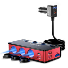 Bestek 9-in-1 splitter front view showing three sockets for car charging