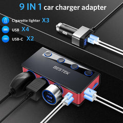 Bestek 9-in-1 splitter side view with multiple ports for devices