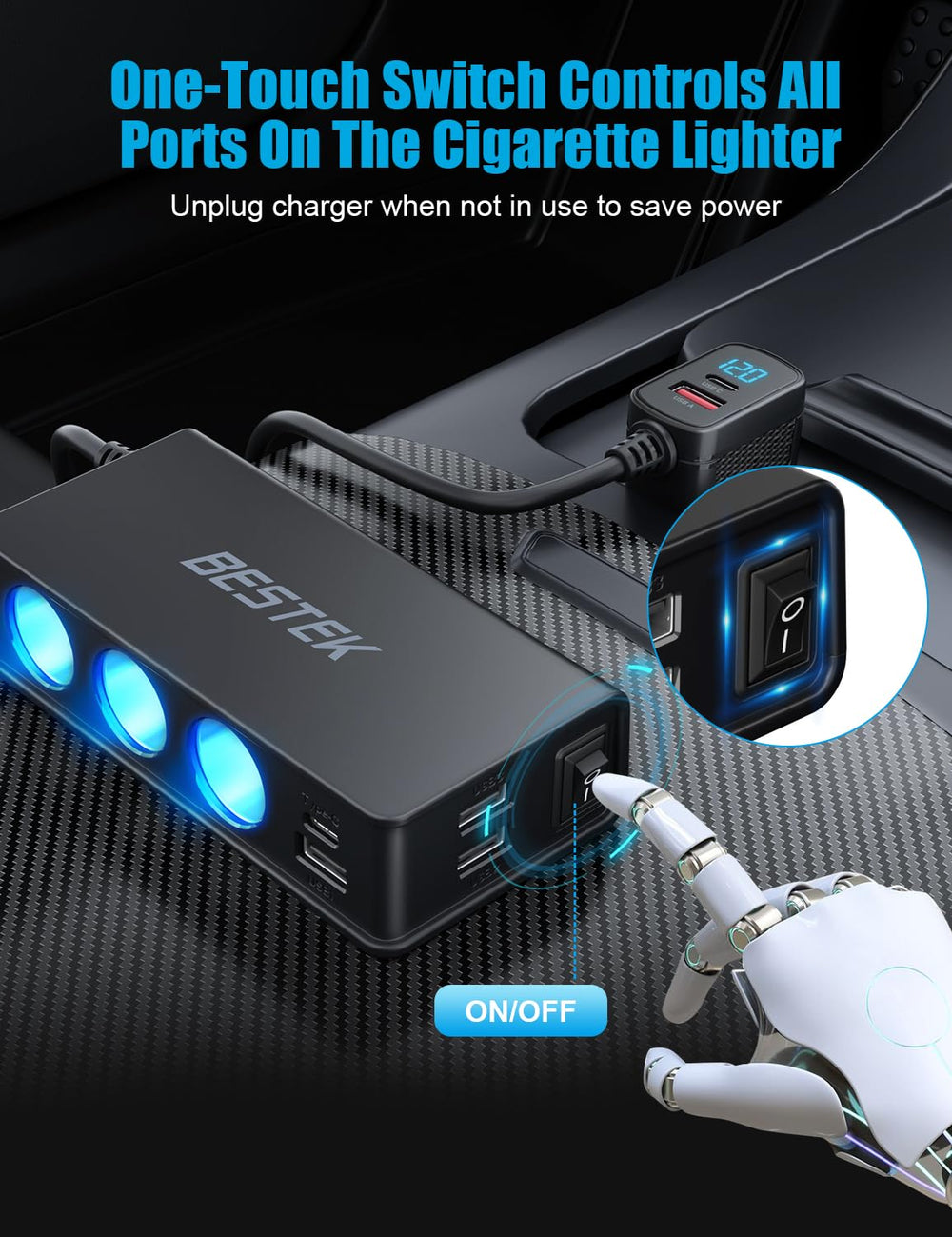 Bestek four USB-A QC30 ports ready for smartphones and tablets.