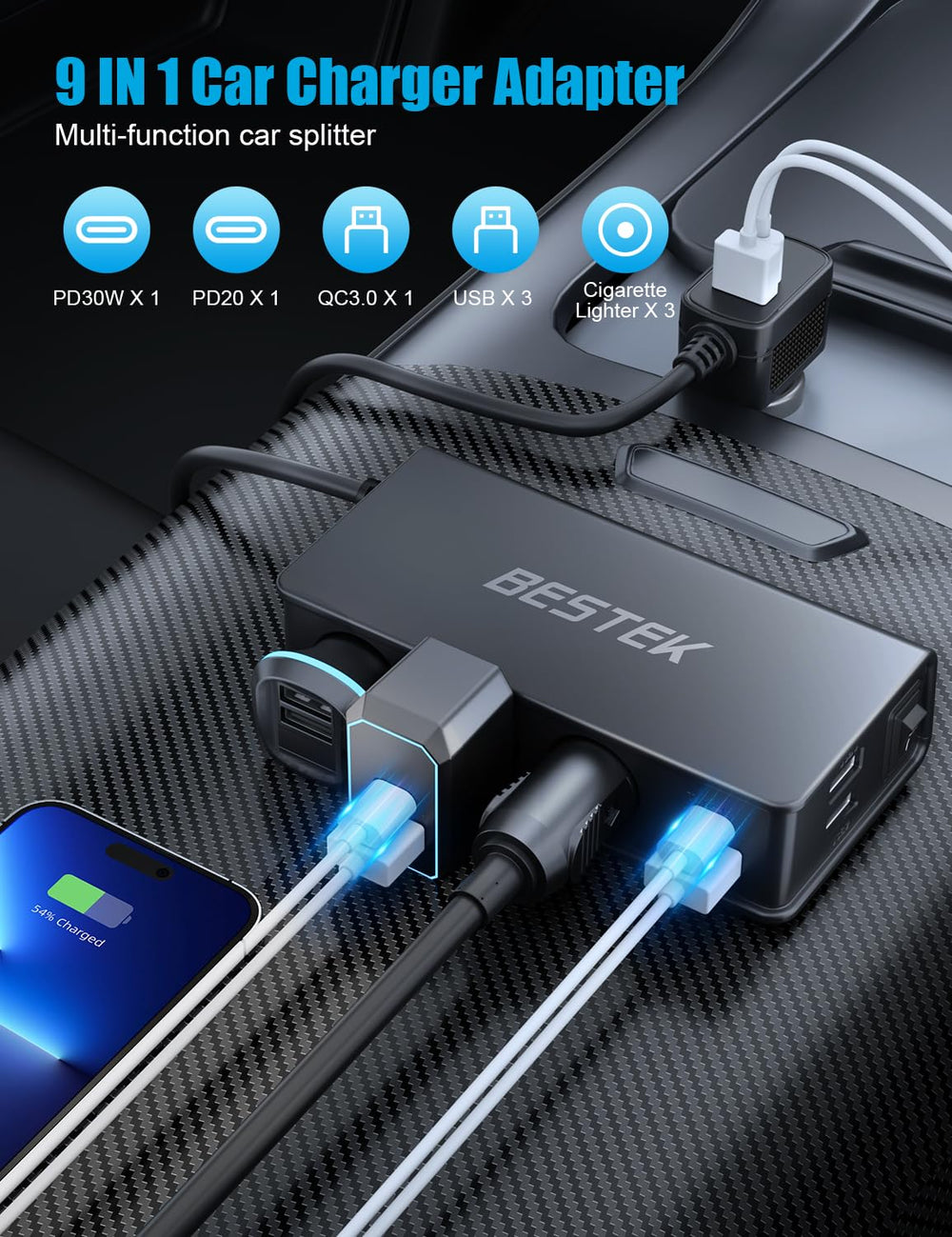 Bestek LED voltage display panel shows battery status while driving.