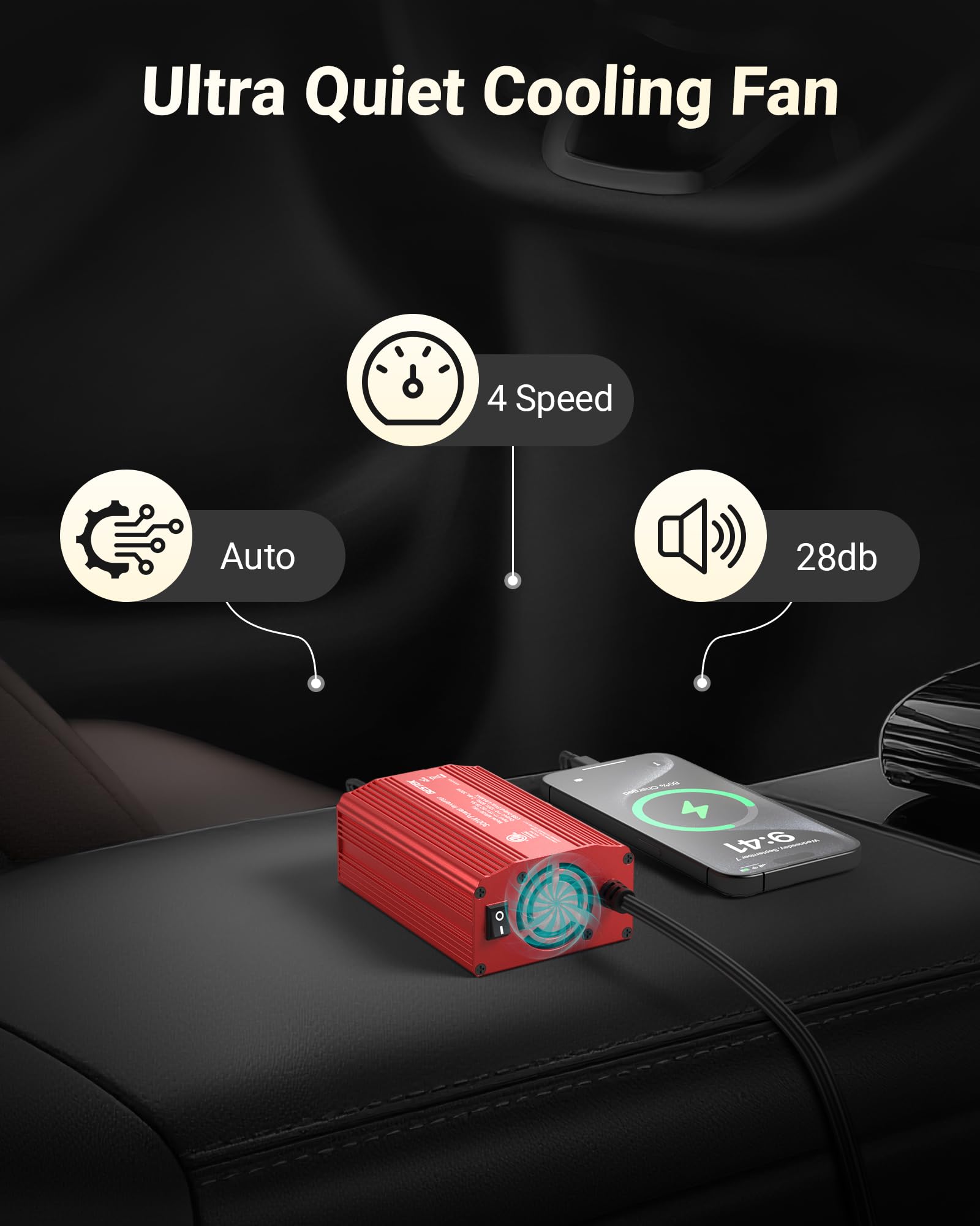 Bestek power inverter with aluminum housing for durability.