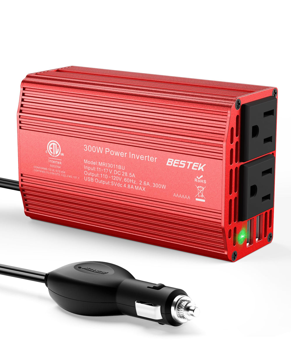 Bestek power inverter with compact design for on-the-go charging.