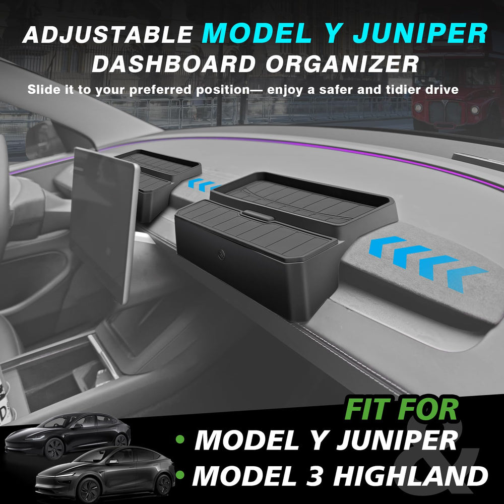 BestEvMod dashboard organizer offering dust free storage on the dash