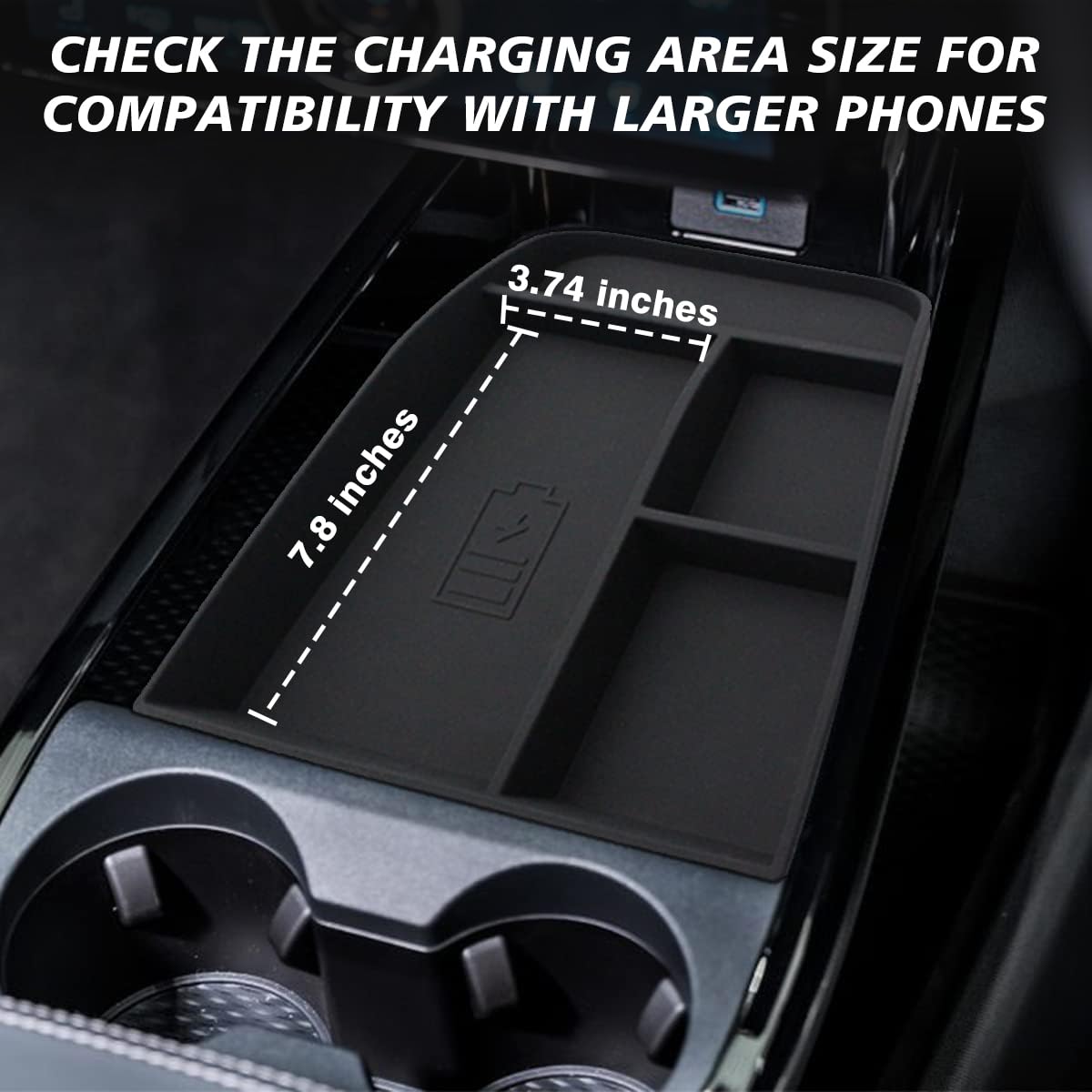 BestEvMod phone charge area for Mach-E supports convenient wireless charging access.