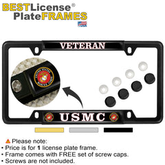 BestLicensePlateFrames USMC domed frame back view showing secure tabs