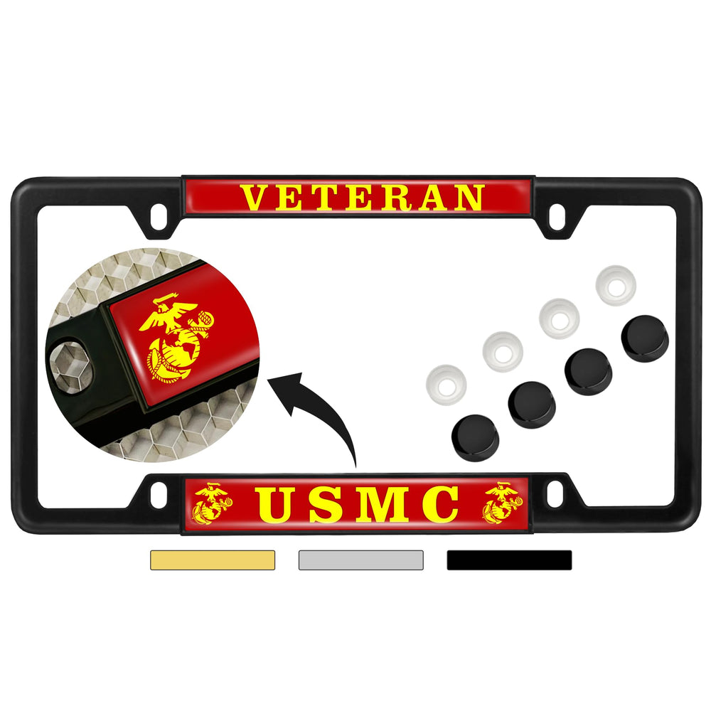 BestLicensePlateFrames USMC frame with EGA emblem and domed artwork protects the design