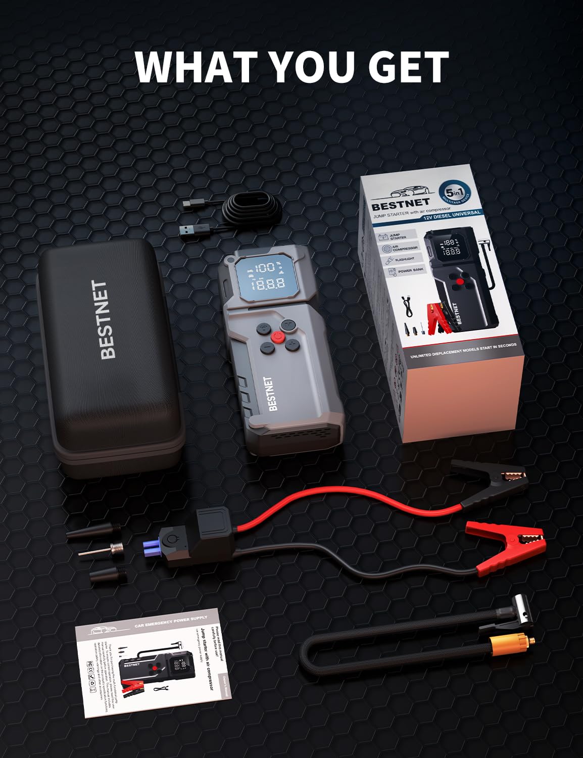 BESTNET Q27 all-in-one car accessory for road trips and emergencies