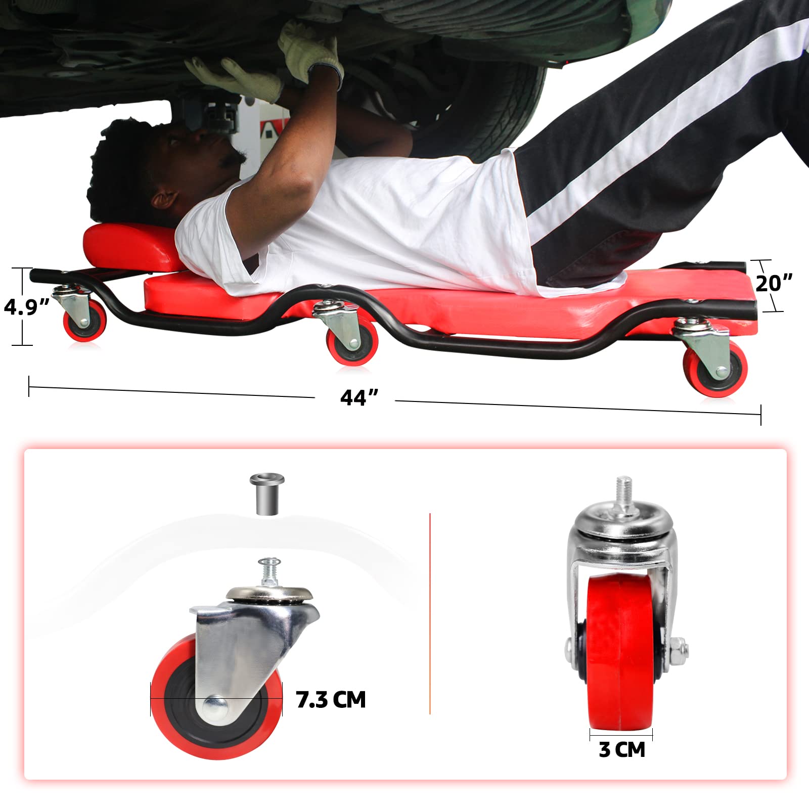 BESTOOL non-marring polyurethane wheels protect vehicle finishes during movement.