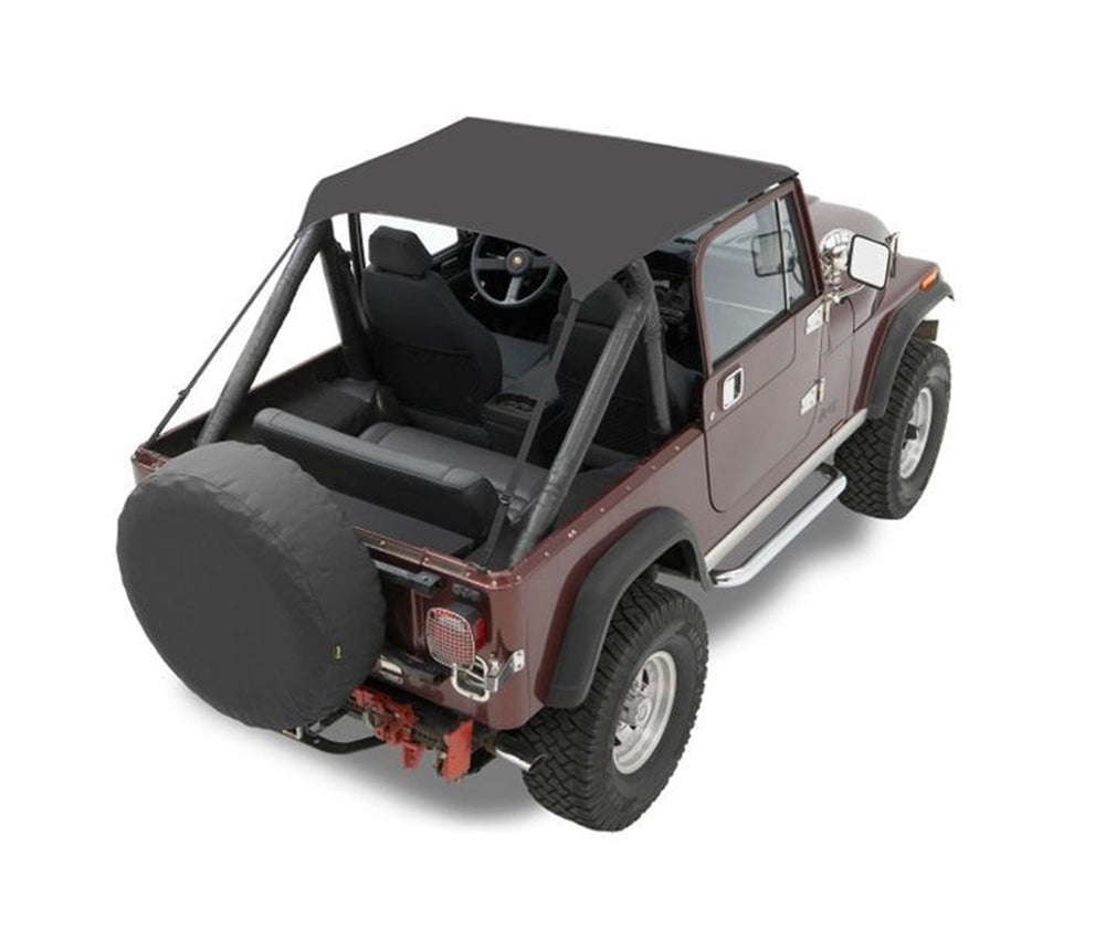Bestop bikini top in black crush covers front seats for CJ7 and early Wranglers.
