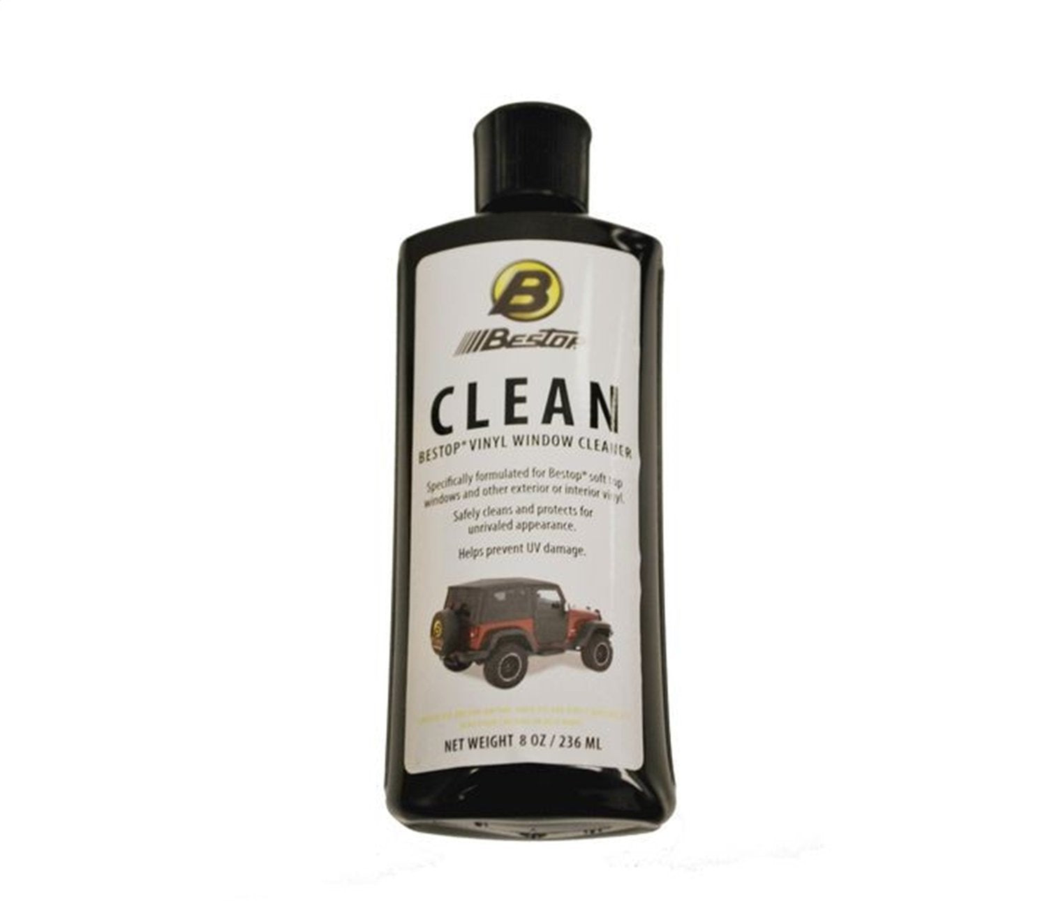 Bestop vinyl window cleaner bottle for Jeep vinyl windows and UV protection