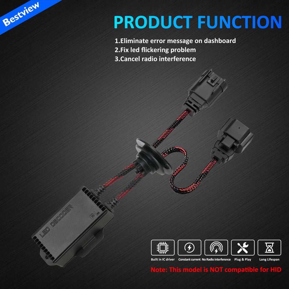 Plug-and-play installation with minimal setup for LED headlights and fog lights.