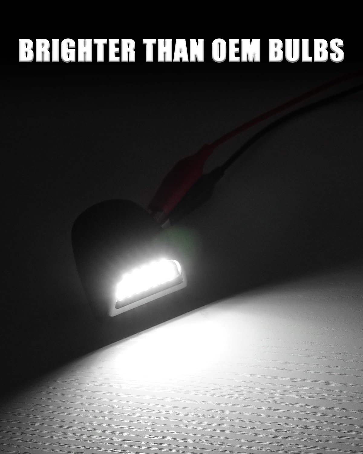 Bestview LED license plate light close-up highlights 18 SMD LEDs and brightness