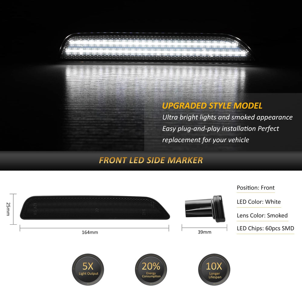 Bestview LED front right smoked side marker for Mustang
