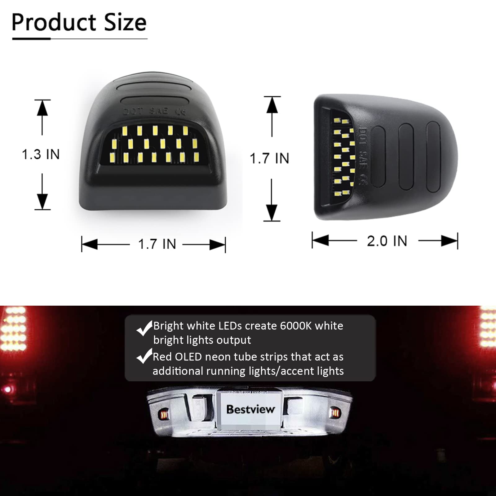 Bestview OEM-fit license plate light for seamless mounting alignment.