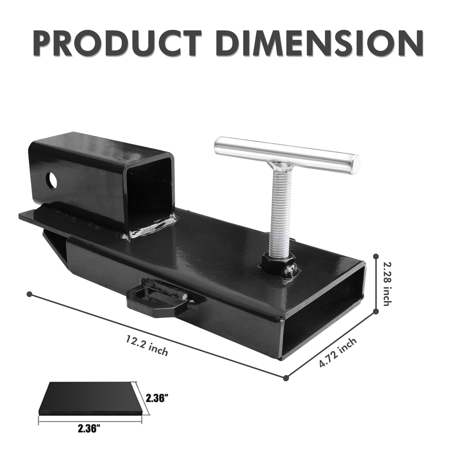 BESTZHEYU 2-inch receiver hitch shows fast clamp-on installation for forklifts