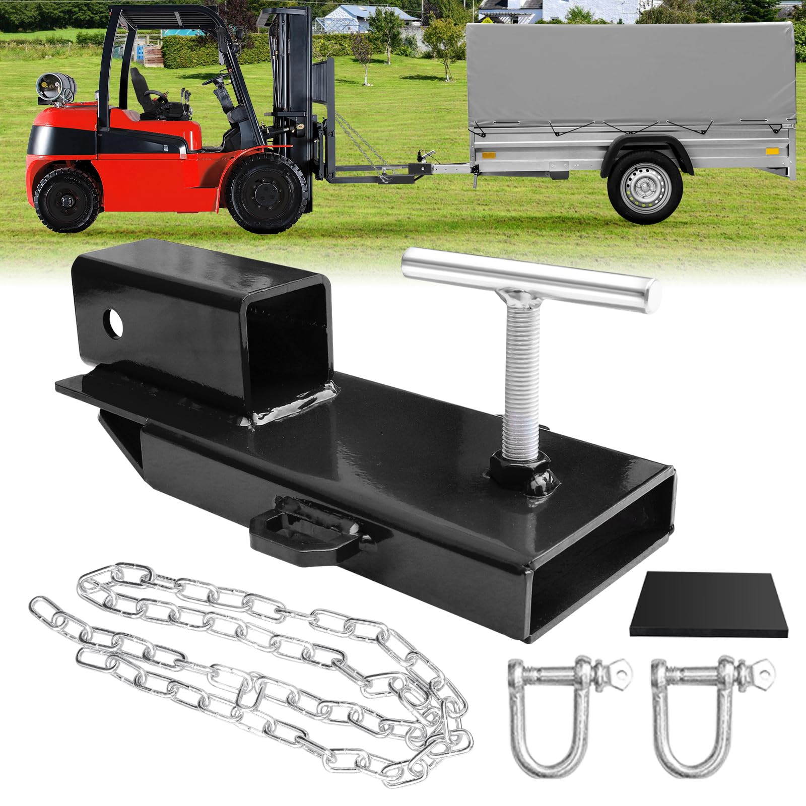 BESTZHEYU forklift hitch attachment with 2-inch receiver enables heavy-duty towing tasks