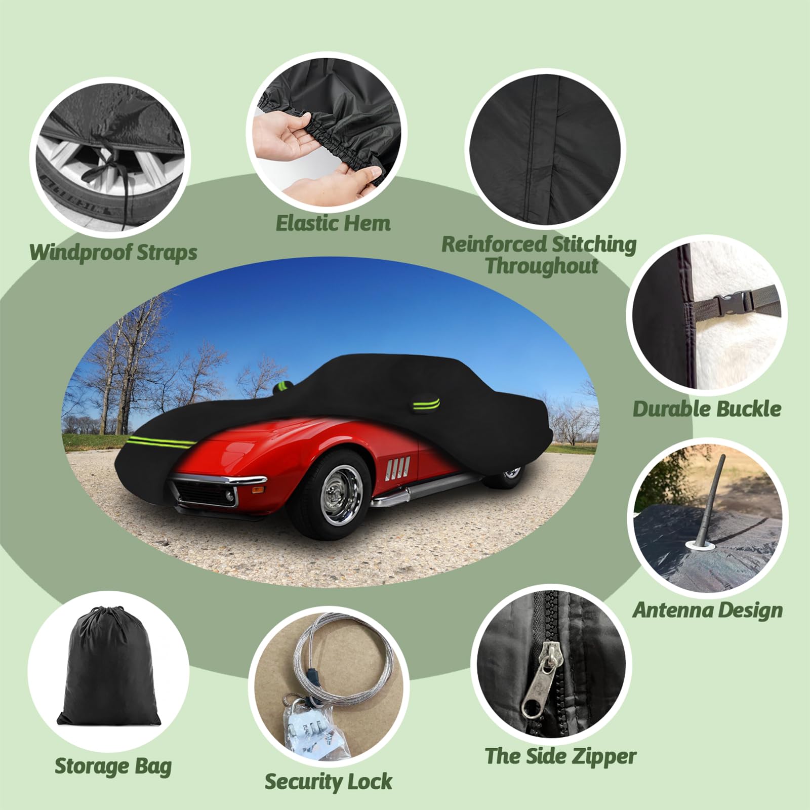 Beterny C3 car cover with driver-side door zipper enables quick access without removing cover.