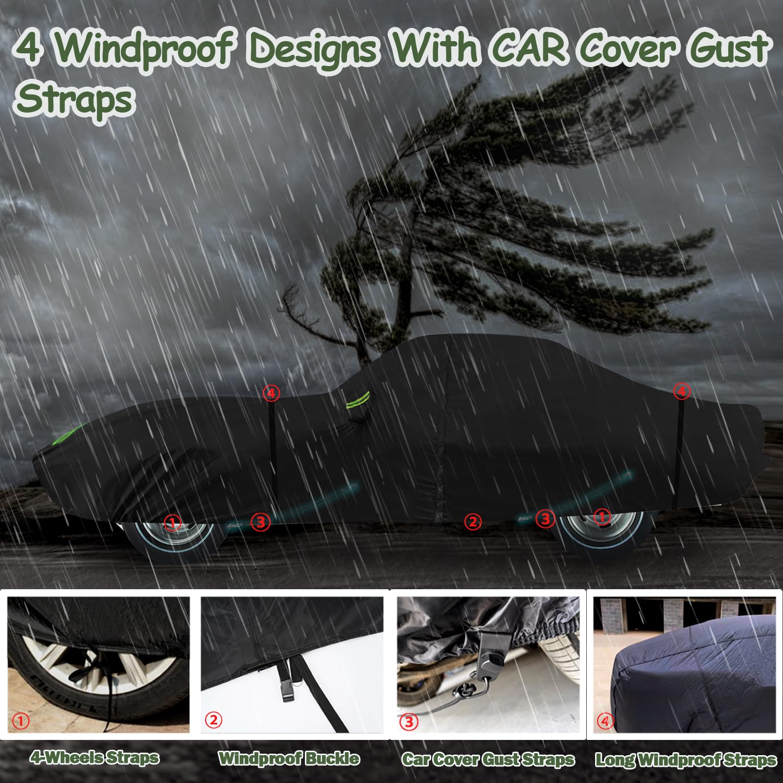 Beterny C3 car cover windproof straps secure cover in windy conditions.
