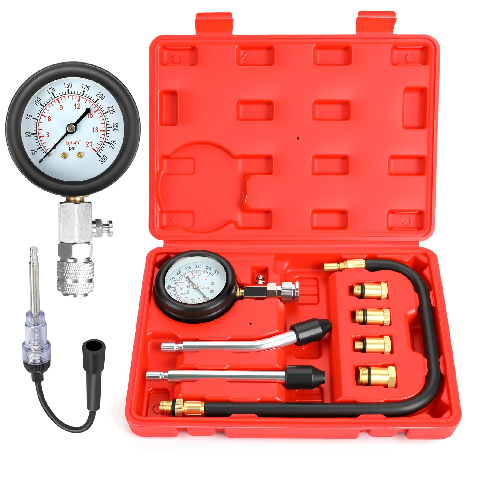 BETOOLL 9pcs compression tester kit for quick cylinder pressure checks.