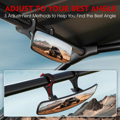 BETOOLL convex rear-view mirror minimizes blind spots on rugged trails.