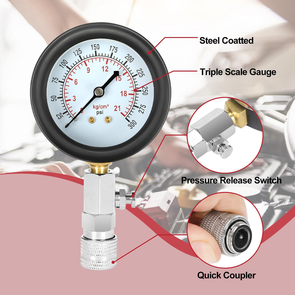 BETOOLL dial gauge reads 0-300 psi for quick accuracy.