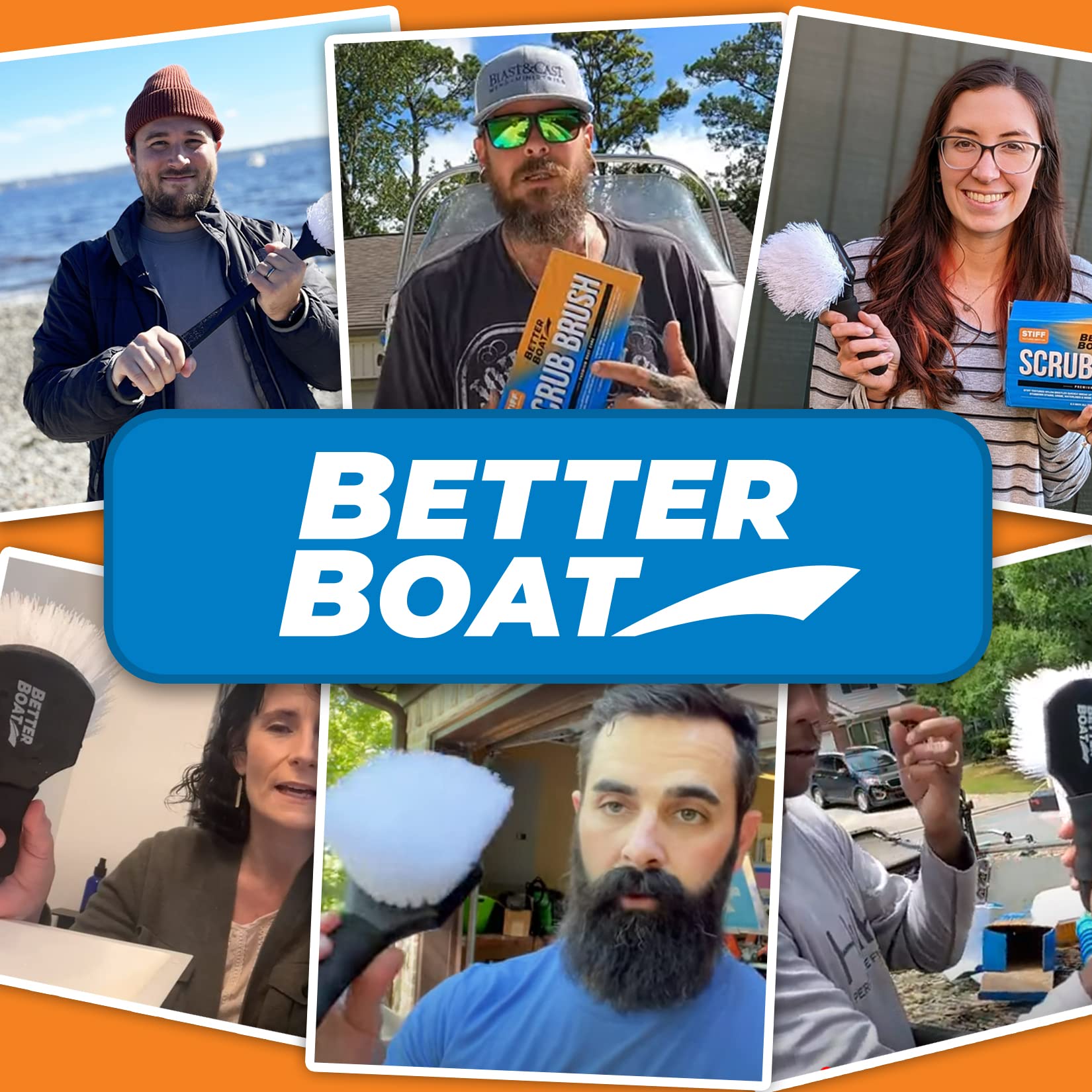 Better Boat outdoor scrubber with handle ideal for decks and boat detailing.