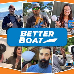 Better Boat outdoor scrubber with handle ideal for decks and boat detailing.