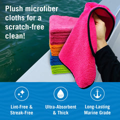 Better Boat plush thick microfiber cloths with silk edges protect surfaces during drying