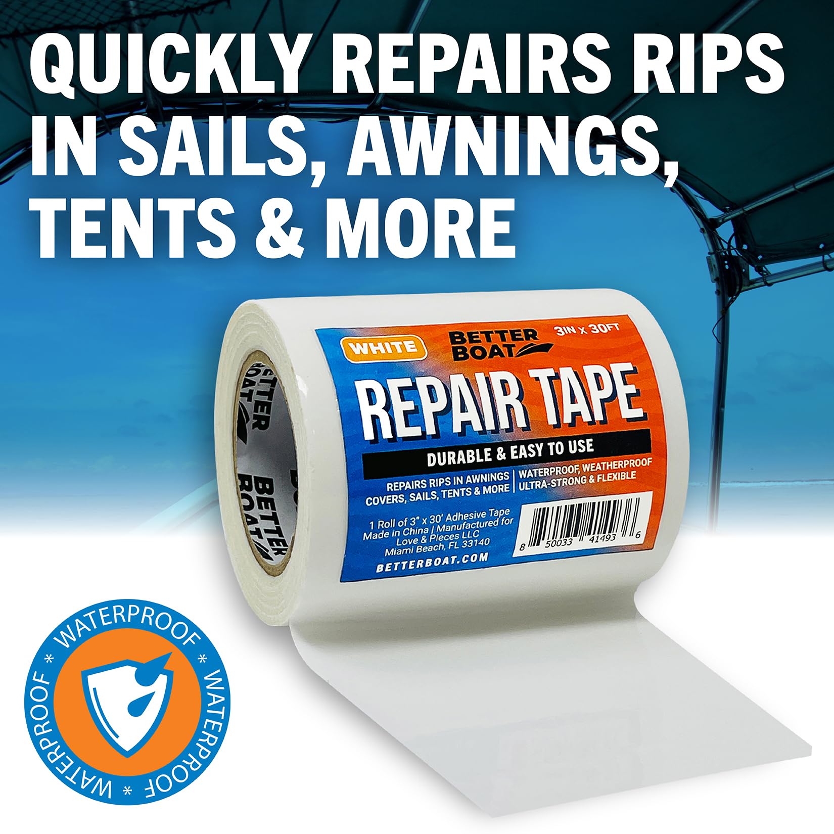 Better Boat repair tape 30ft roll ready for multiple repairs in outdoor gear