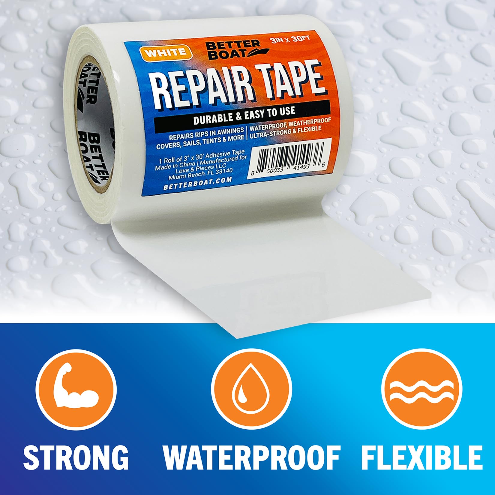 Better Boat repair tape wraps curved edges for a seamless patch