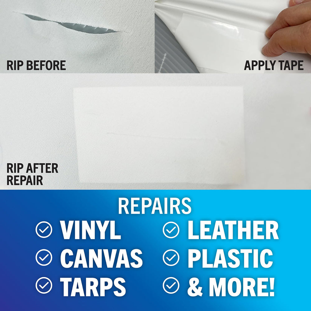 Better Boat repair tape applied to a tarp patch for weather resistance