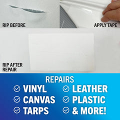 Better Boat repair tape applied to a tarp patch for weather resistance