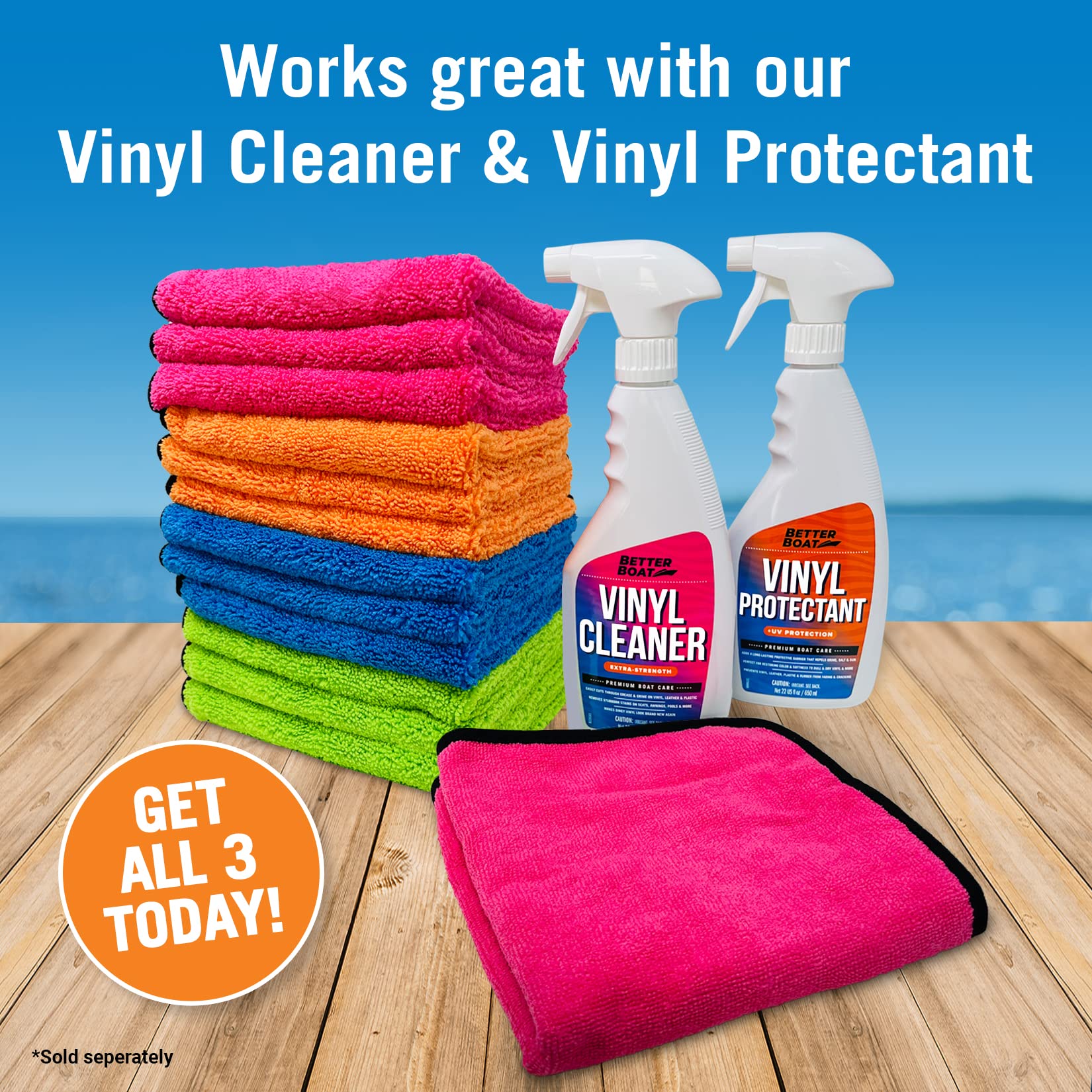 Better Boat thick microfiber cloths reduce streaks and lint during detailing