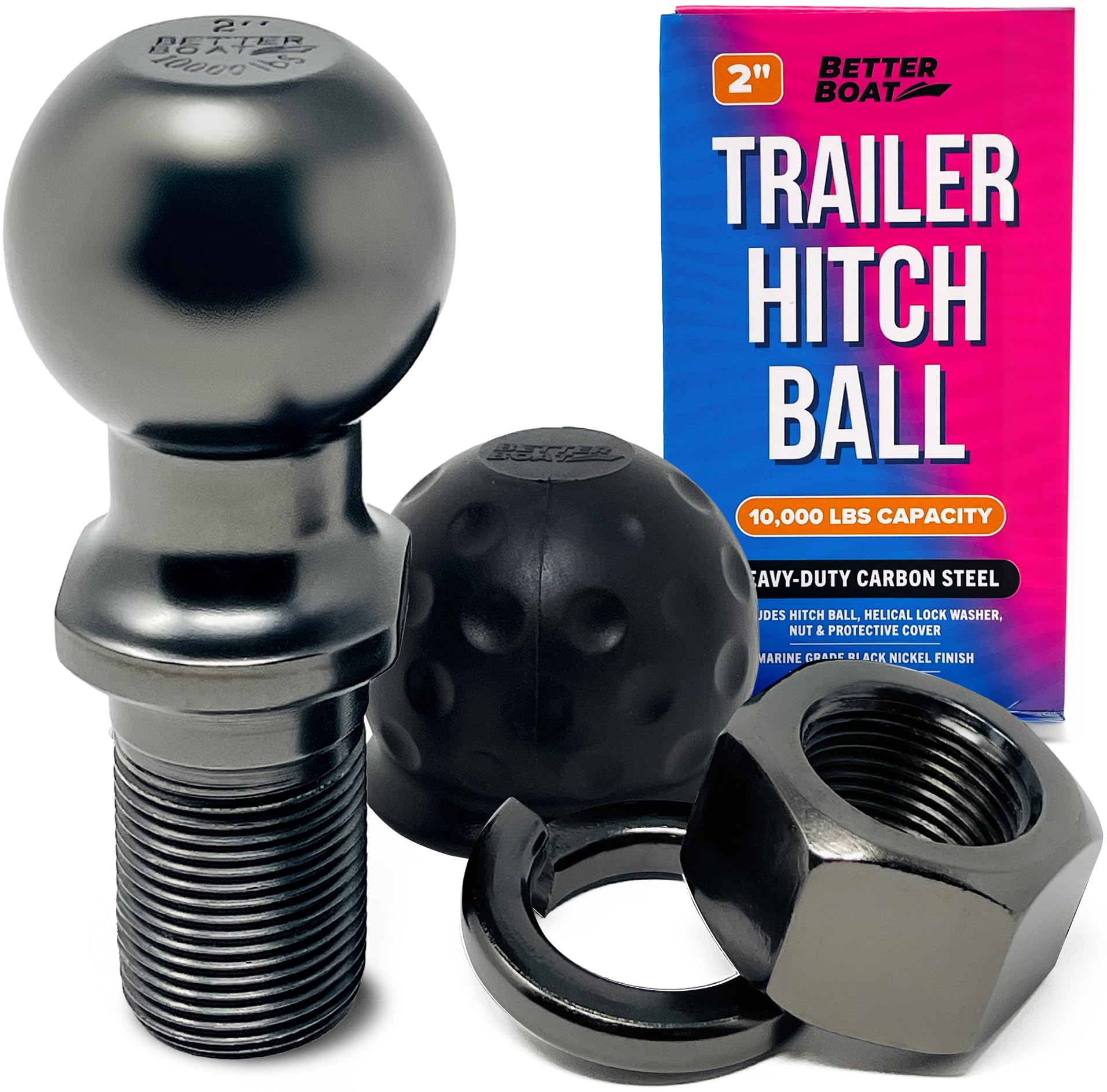 Better Boat trailer ball 2-inch hitch mounted for secure towing on boats and trailers.
