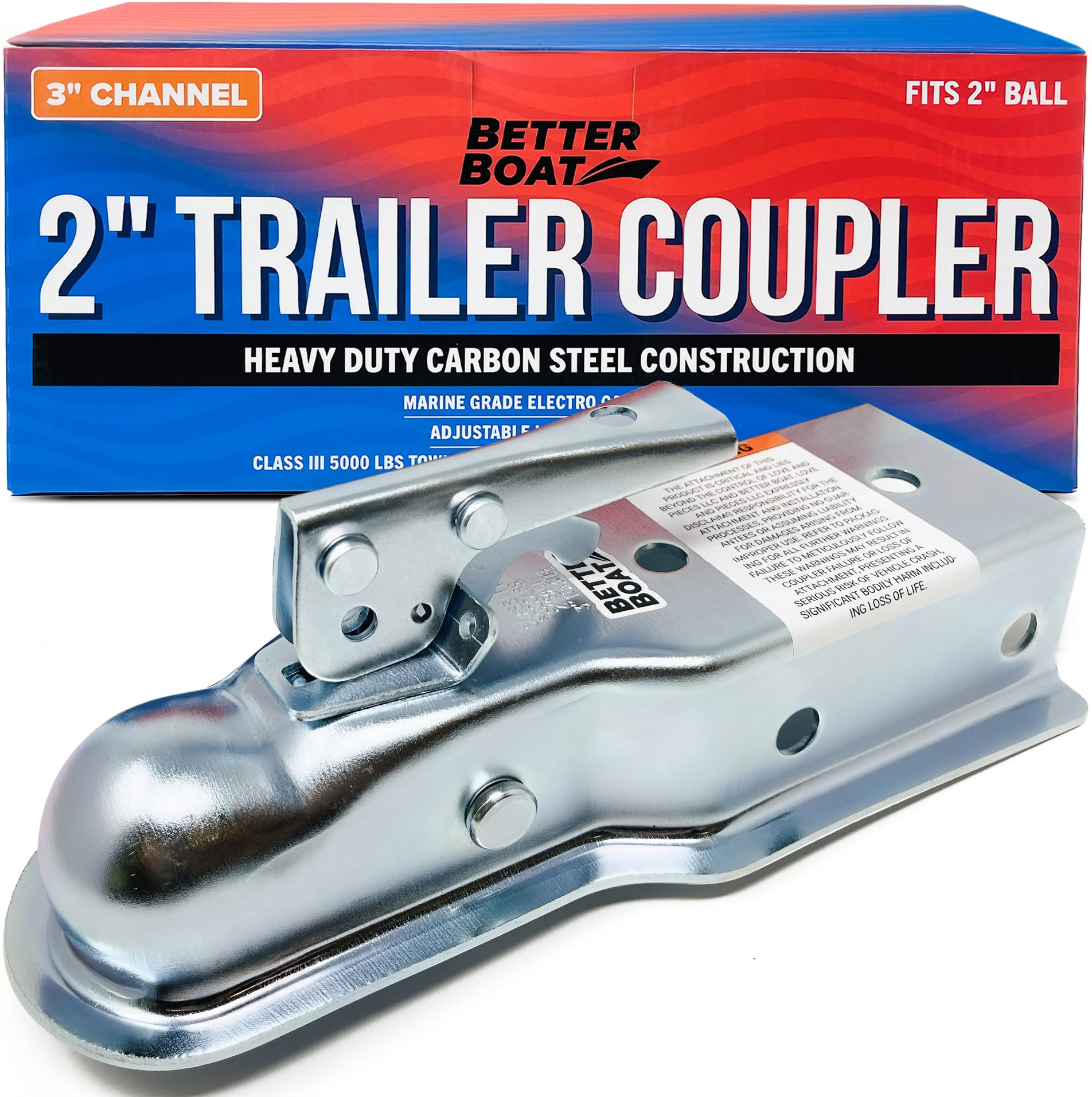 Better Boat 2in ball trailer coupler ready for secure towing on road trips