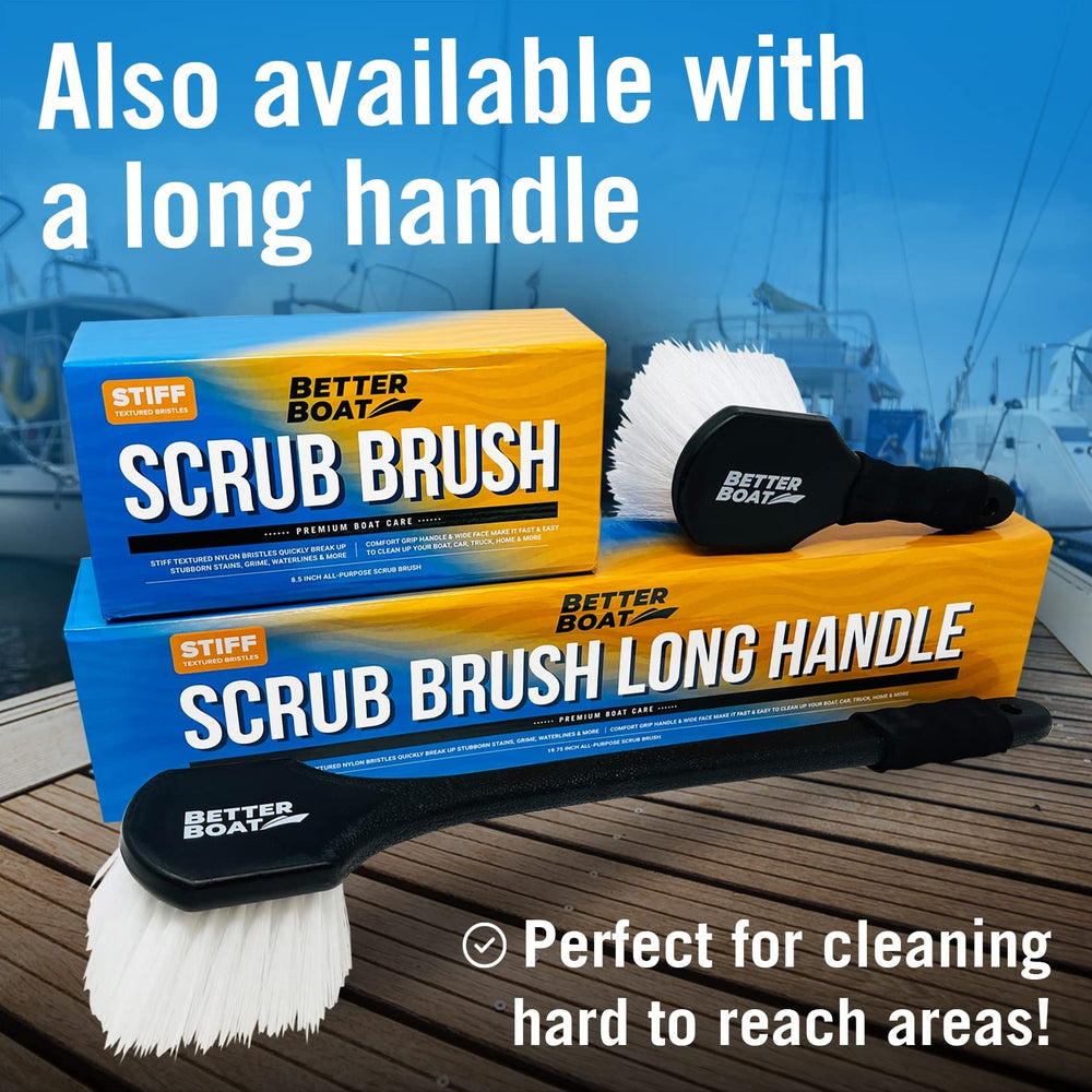 Better Boat wide-face bristle brush cleans large surfaces quickly.