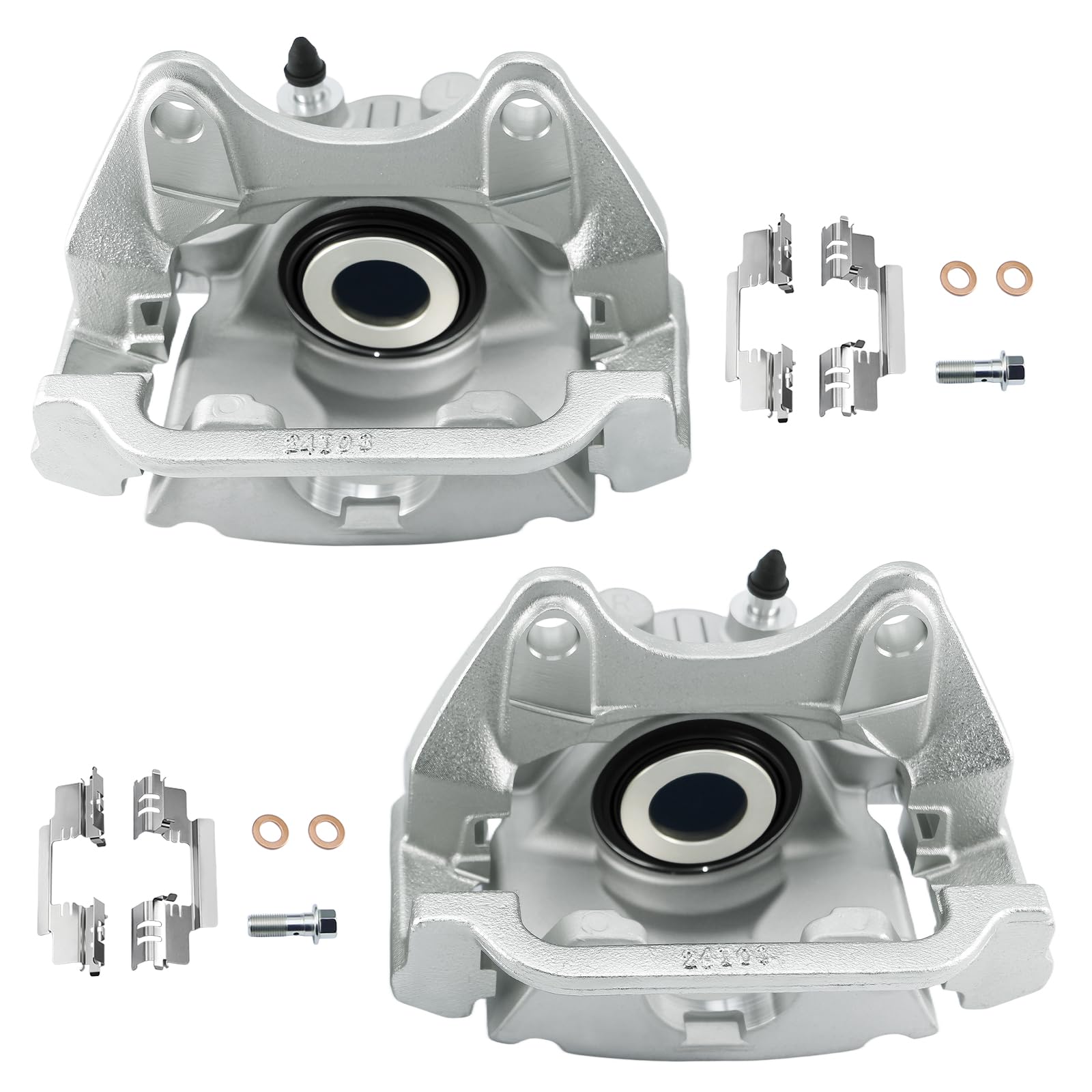 Betthand rear disc brake calipers close-up, reliable replacement for Silverado