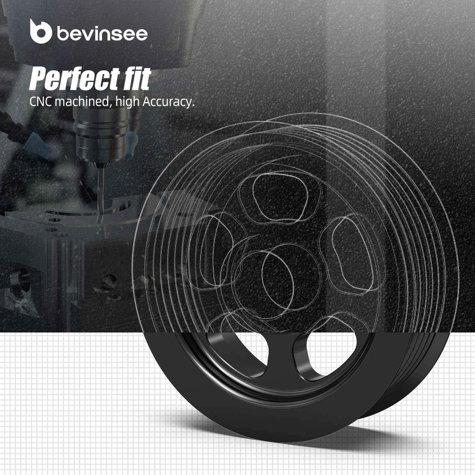 Bevinsee installation-friendly pulley removal and press-on setup