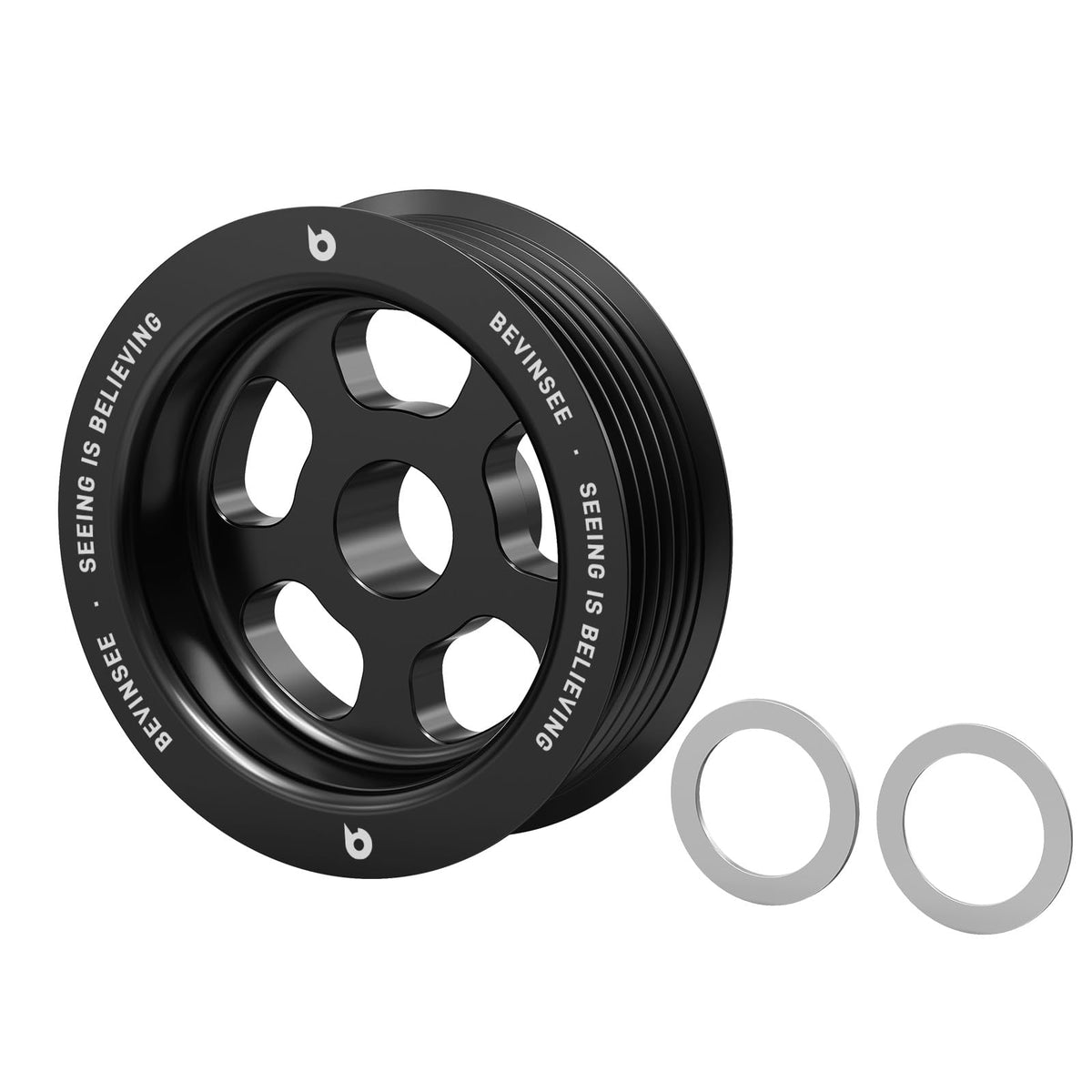 Bevinsee LS3 overdrive pulley, 3 inch OD, improves belt-drive performance