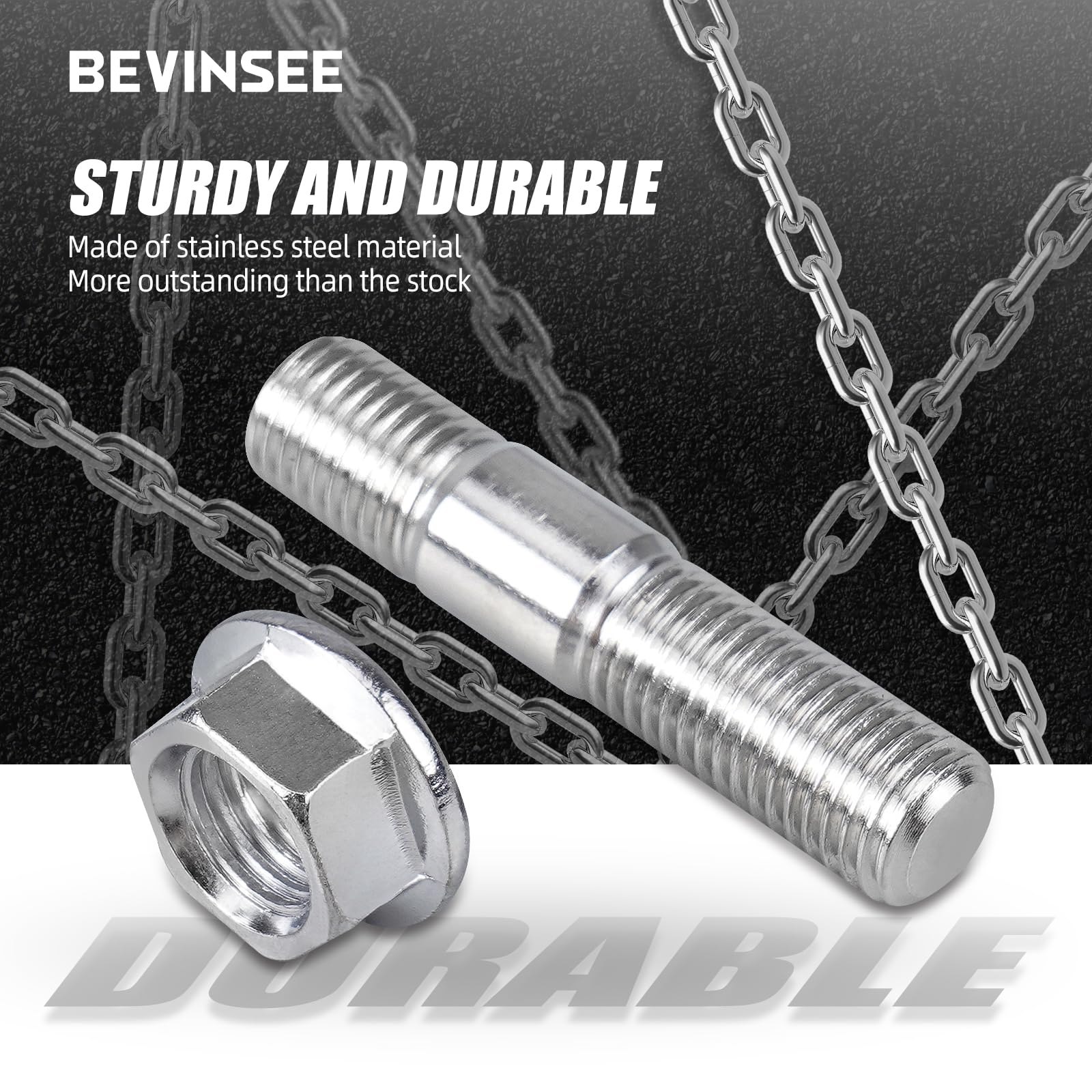 Bevinsee M10-1.25x48mm stud detail with precise threading.