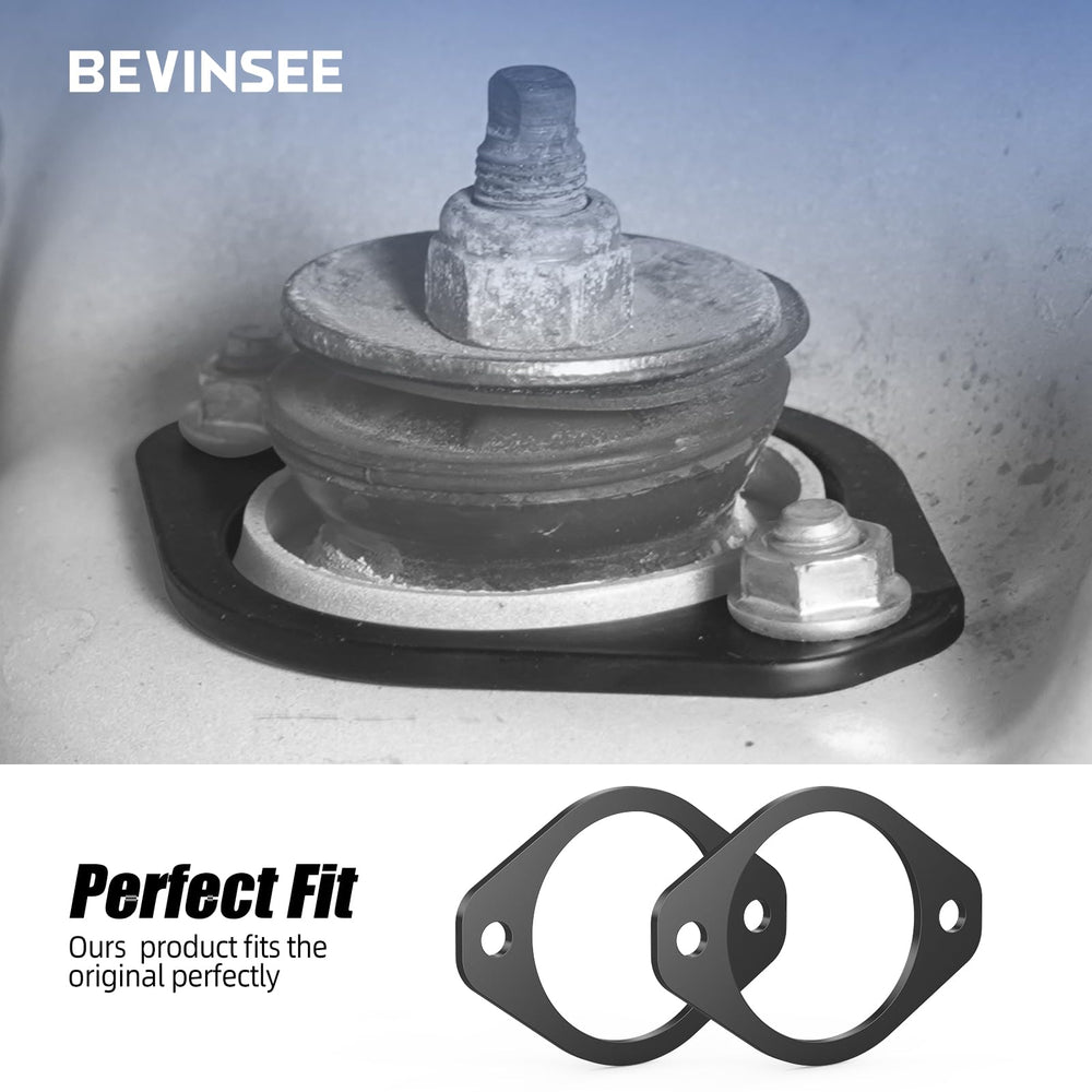 Bevinsee rear strut mount for E30 demonstrates bolt-on ease for fast installation.