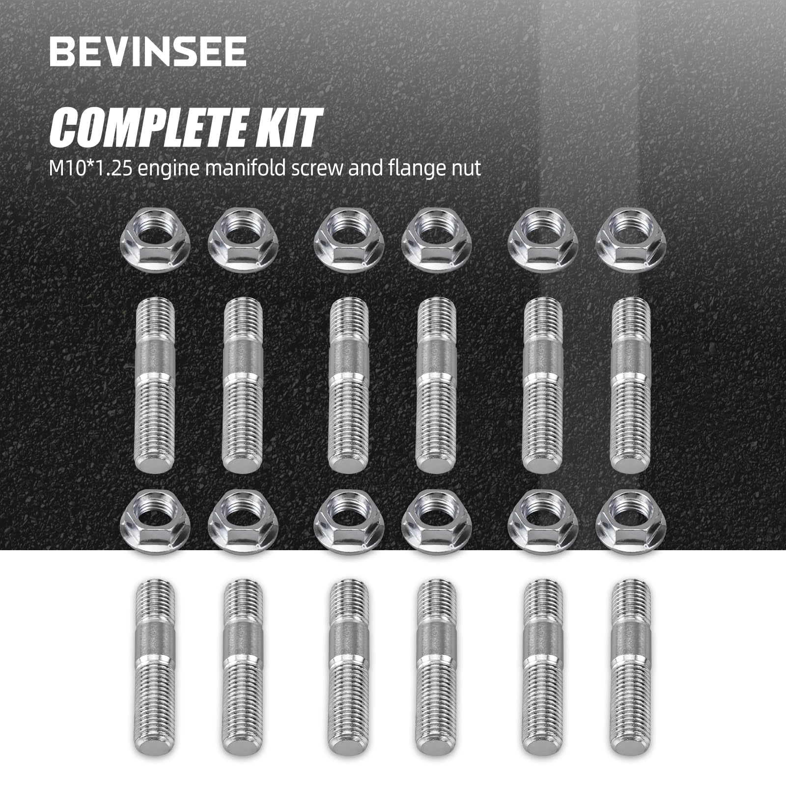 Bevinsee stainless steel stud and nut kit ready for engine work.