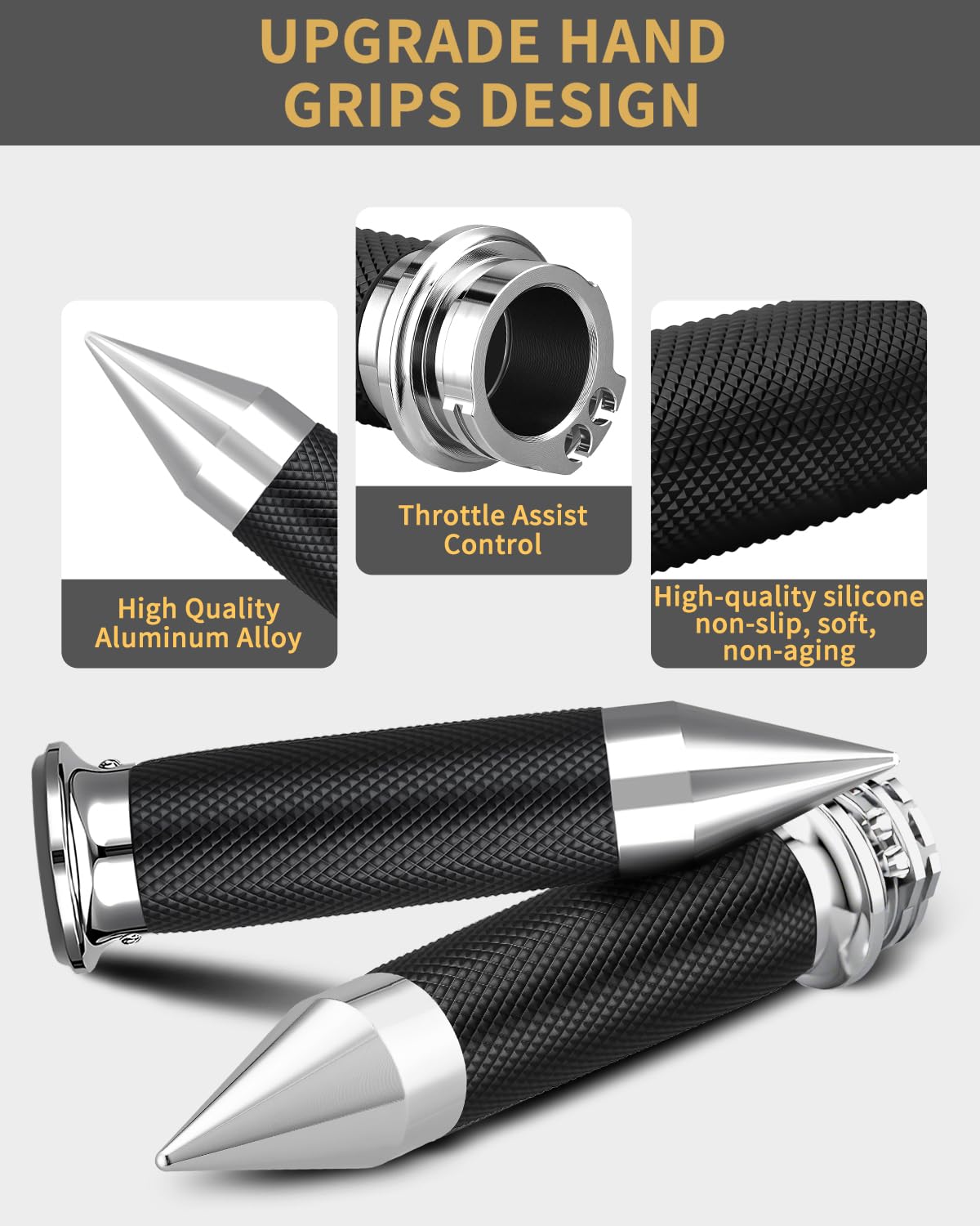 Beyisi chrome left grip with anti-slip grooves for secure control.