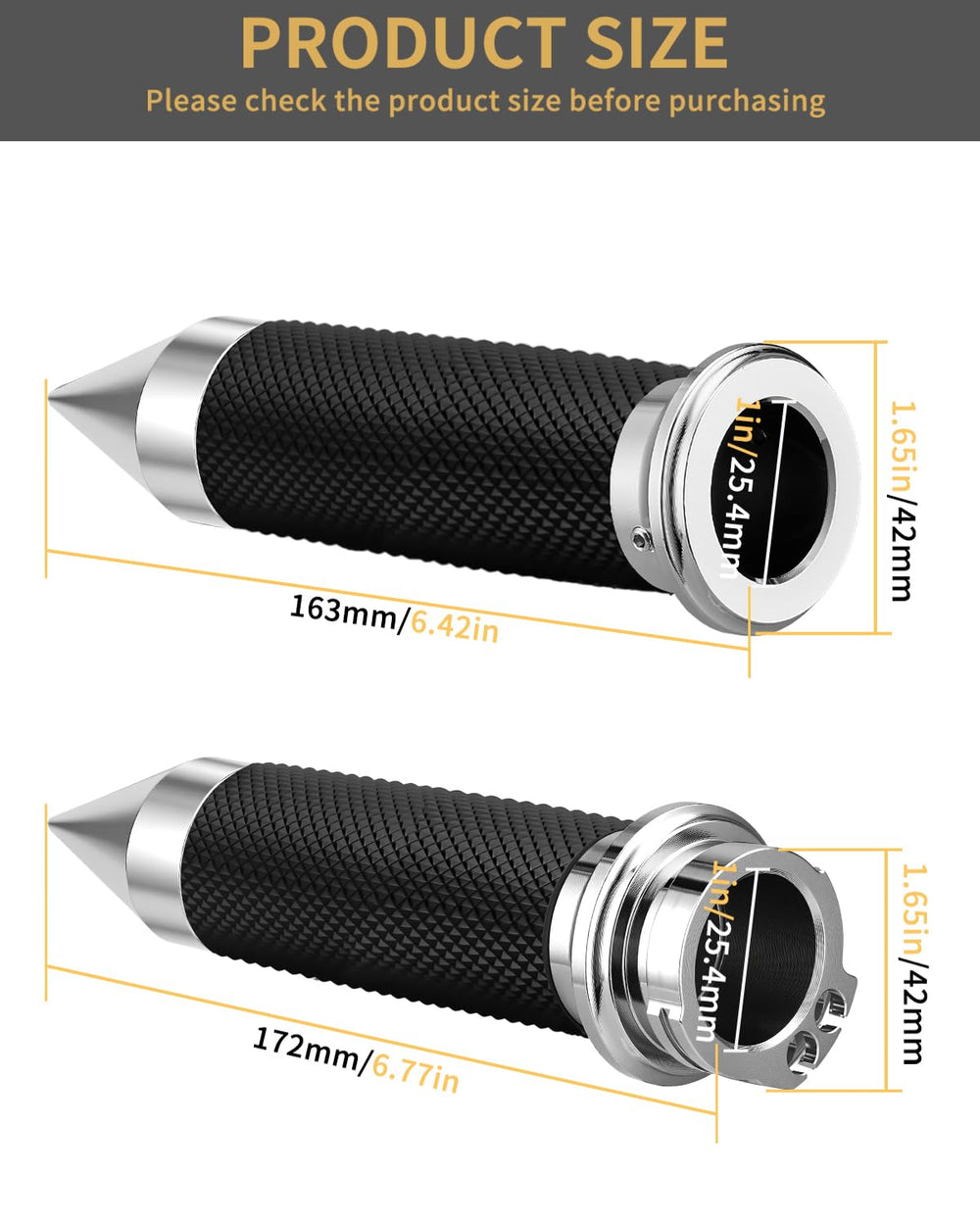 Beyisi chrome right grip with throttle assist for smooth operation.