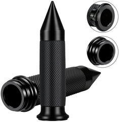 Beyisi motorcycle grips left spike closeup showing anti-slip texture for secure handling.