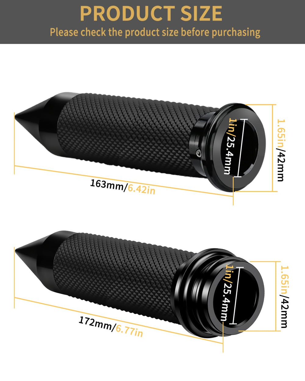 Beyisi grips set with spike design in black ready for quick installation.