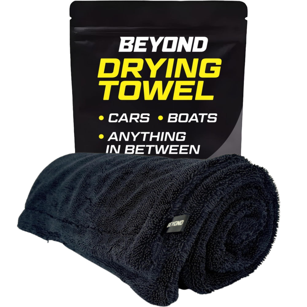 Beyond Braid drying towel front view shows large coverage for quick, streak-free vehicle drying.