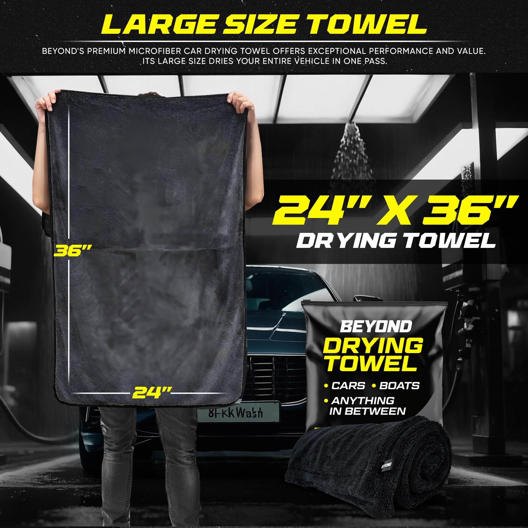 Beyond Braid drying towel side-hold demonstrates strong absorption on a boat hull.